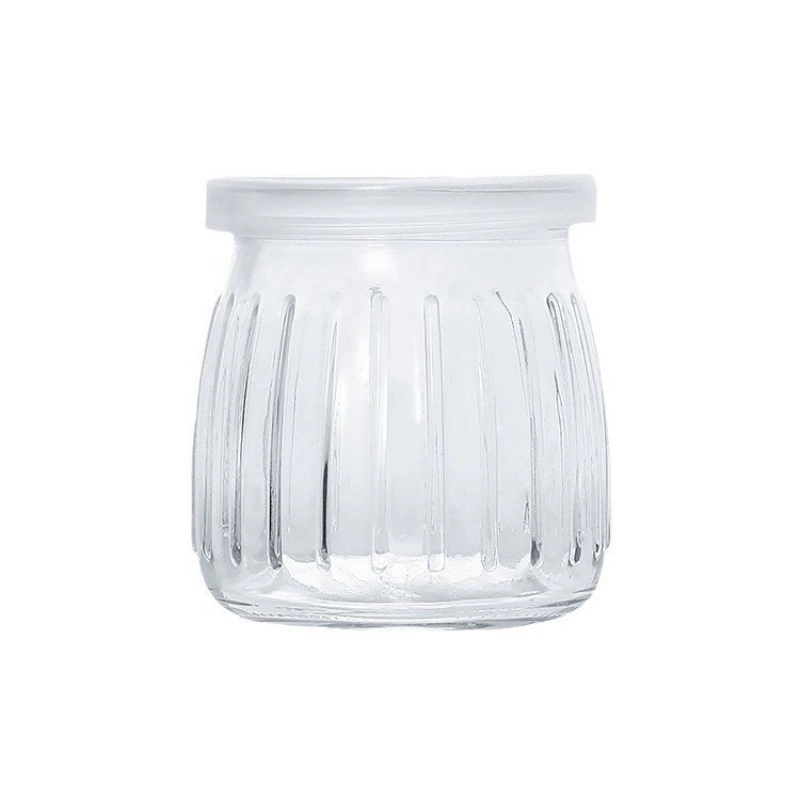Custom Vertical-Striped Glass Pudding/Milk Bottle
