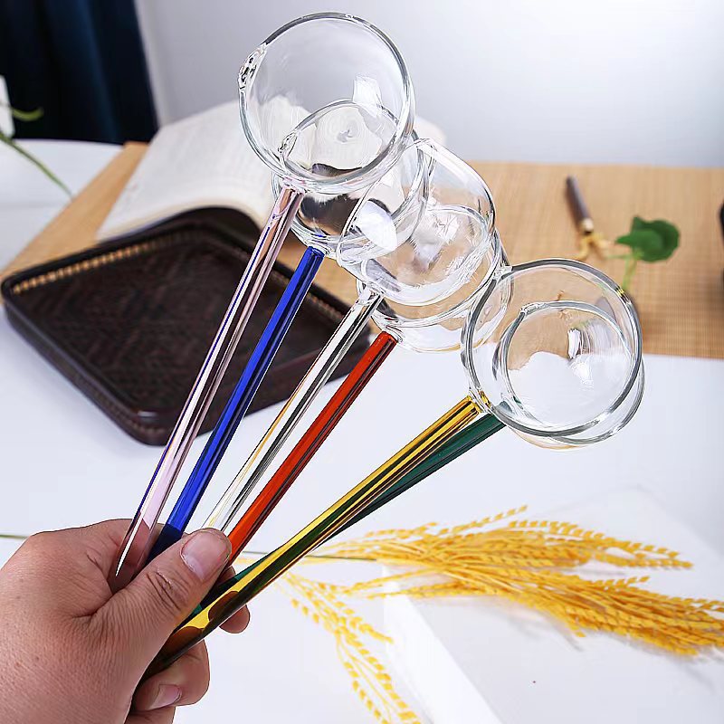 Colorful transparent long handled glass spoon