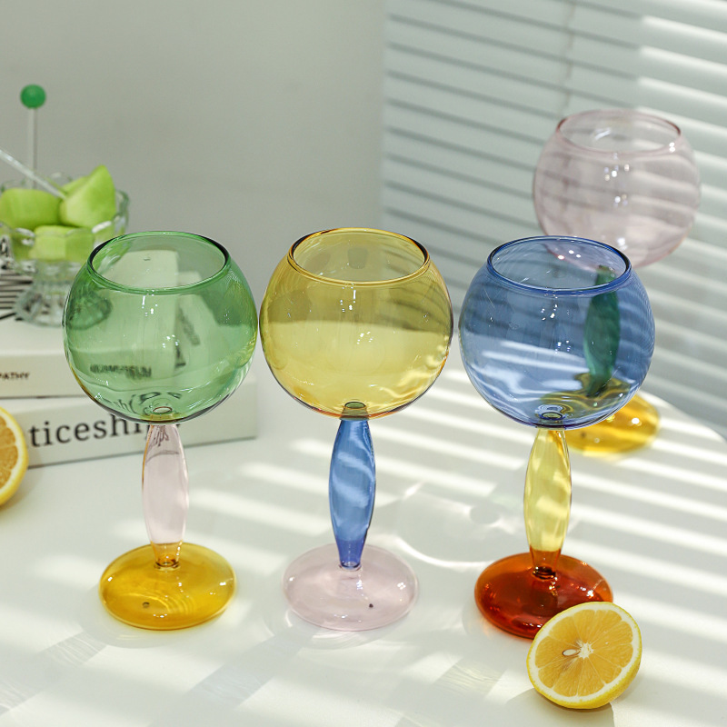 Creative Instagram-worthy color-blocked glass cups and colorful water bottles