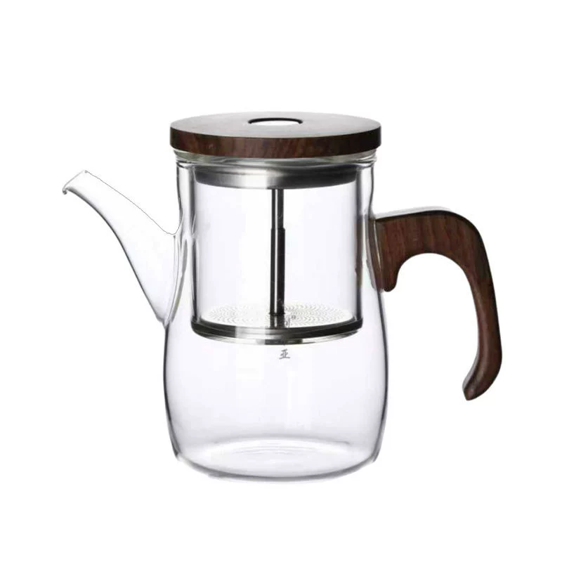 Heat-resistant glass teapot with tea-water separation