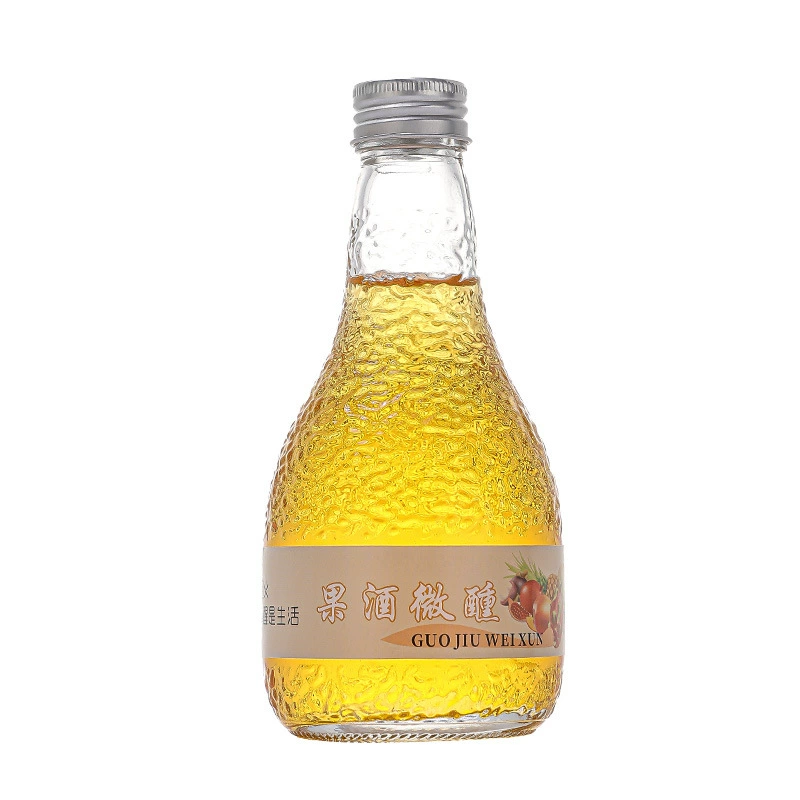 In-stock viral fruit wine glass bottle with an orange-peel texture.