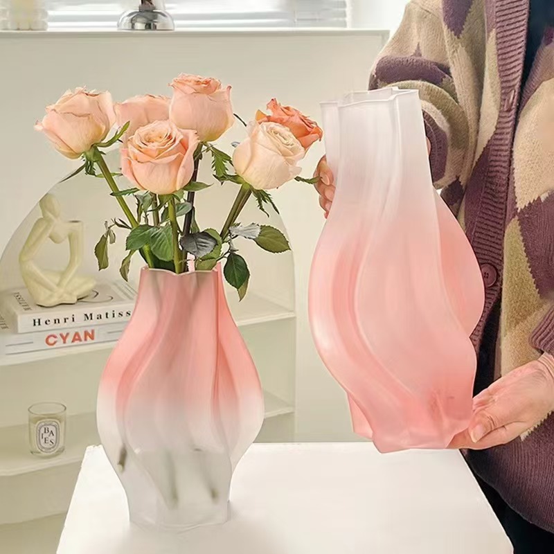 Modern minimalist frosted glass vase