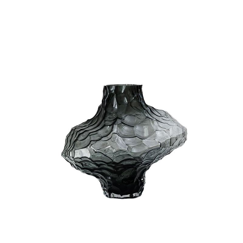 Modern Minimalist Glass Dining Table with Handcrafted Floral Vase