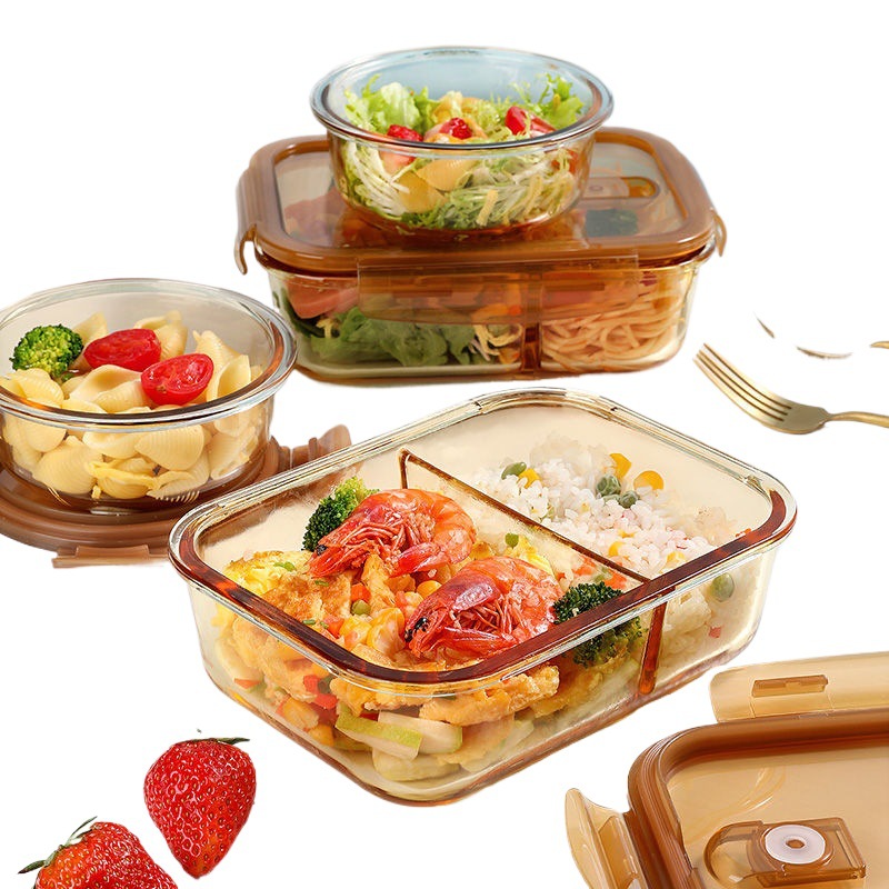 Office workers with lid bento box separate fresh-keeping bowl