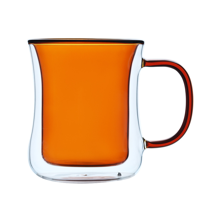 Simple and creative colored double-walled glass cups for home use